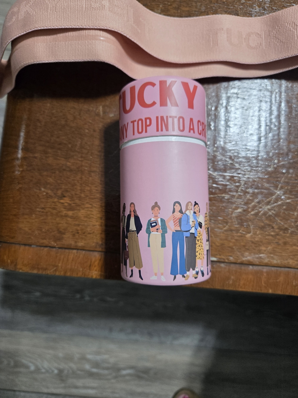 Pink Cylinder Accessory Case with Graphic Illustration
